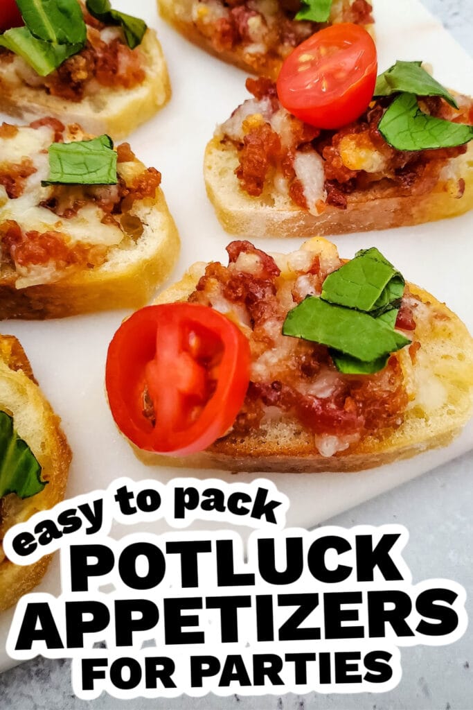 potluck appetizers - Bacon-Topped BLT Crostini