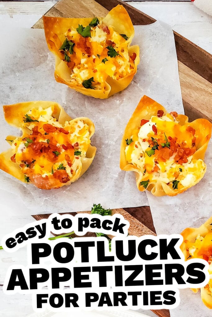potluck appetizers - Cheesy Ranch Chicken Wonton Cups