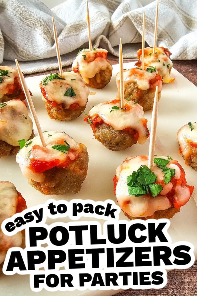 potluck appetizers -Mini Meatball Marinara Bites