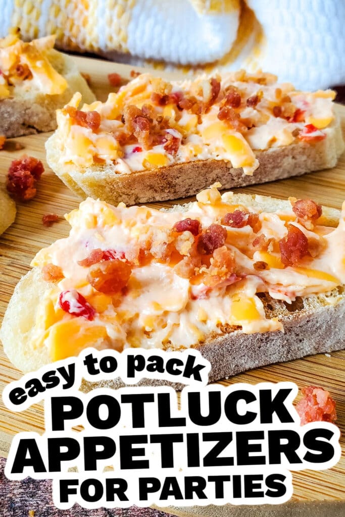 potluck appetizers - Pimento Cheese and Bacon Crostini