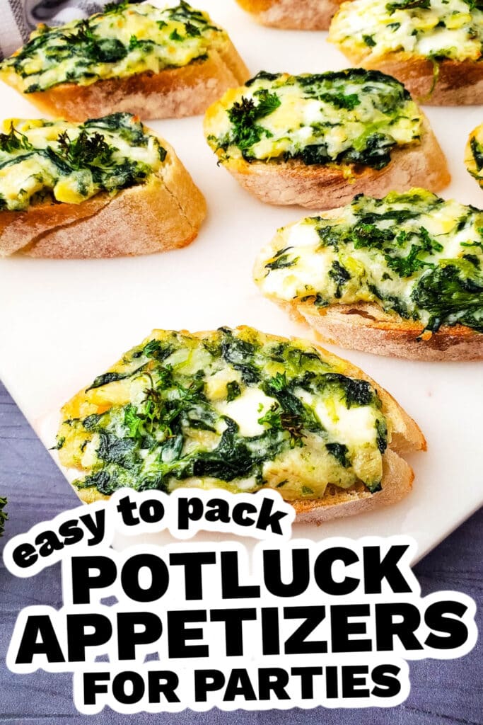 potluck appetizers - Spinach Artichoke Crostini