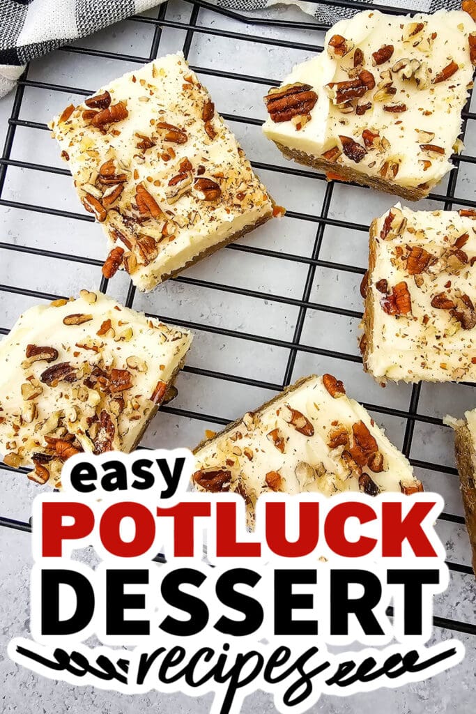 potluck dessert recipes - Carrot Cake Blondies with Pecans and Cream Cheese Frosting