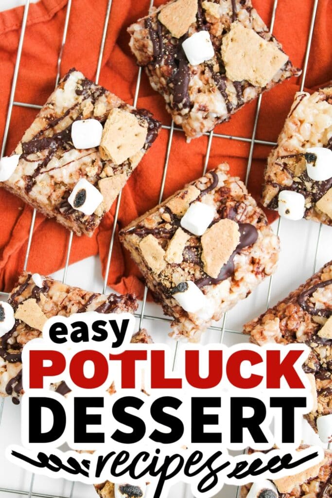 potluck dessert recipes - Chocolatey S’mores Rice Krispie Bars