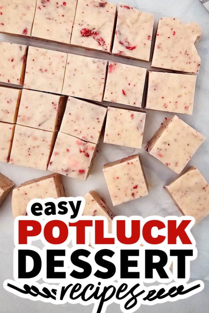 potluck dessert recipes - No-Bake Strawberry Fudge Squares