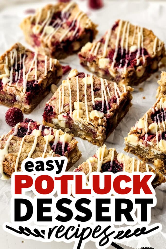 potluck dessert recipes - Raspberry and White Chocolate Squares