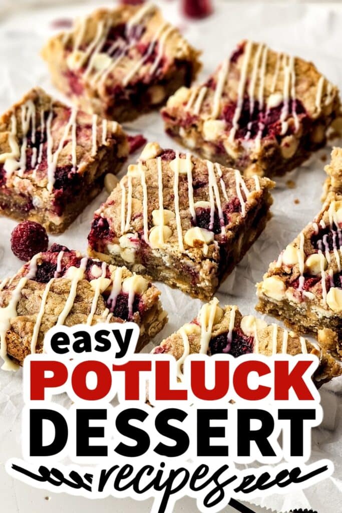 potluck dessert recipes - Raspberry and White Chocolate Squares