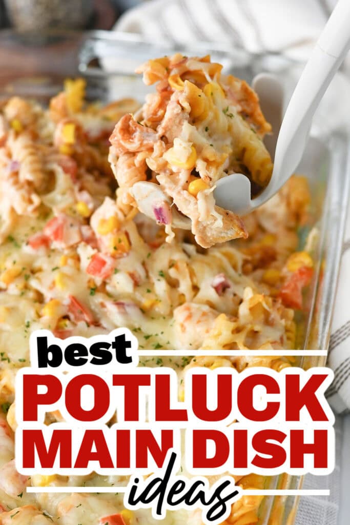potluck main dish ideas - BBQ Ranch Chicken Pasta Bake Casserole