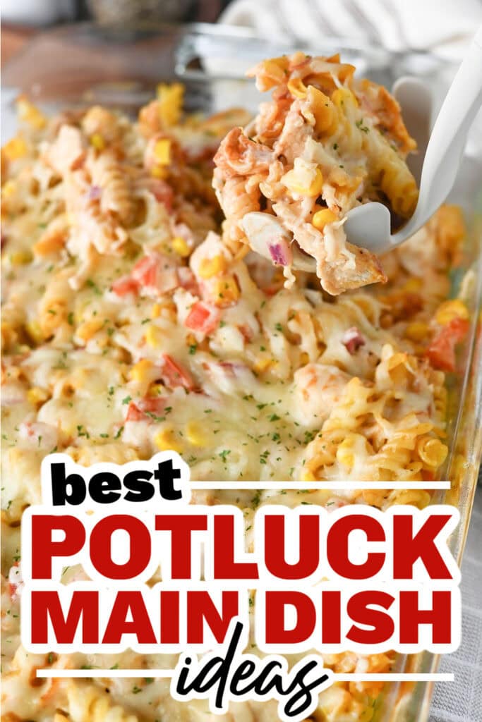 potluck main dish ideas - BBQ Ranch Chicken Pasta Bake Casserole