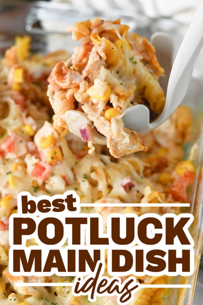potluck main dish ideas - BBQ Ranch Chicken Pasta Bake Casserole copy