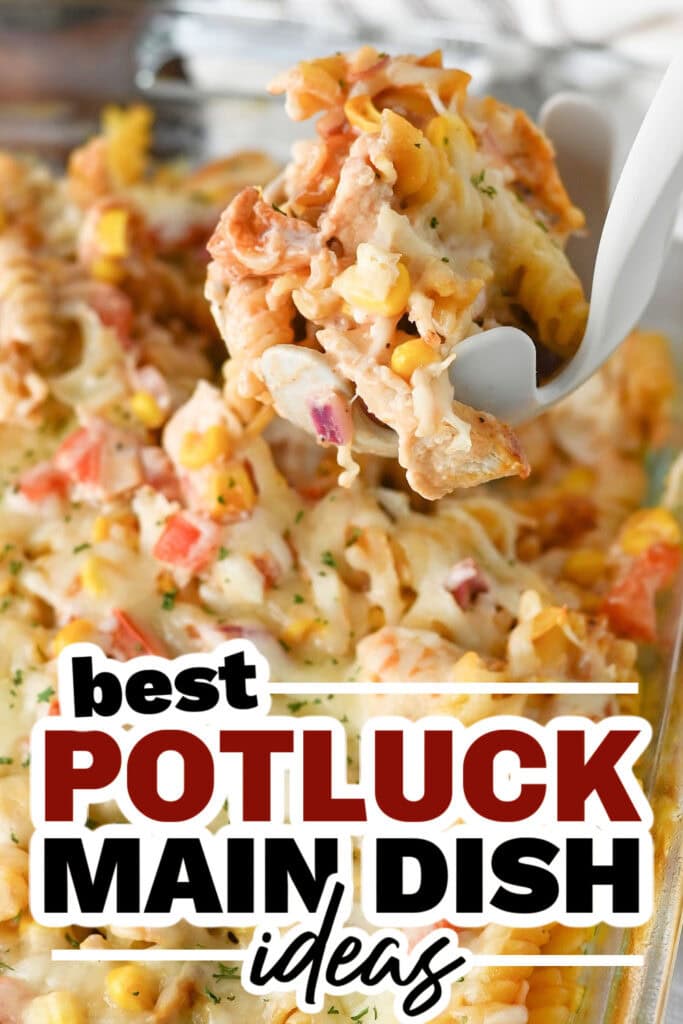 potluck main dish ideas - BBQ Ranch Chicken Pasta Bake Casserole copy