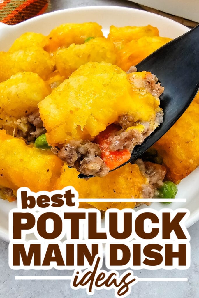 potluck main dish ideas - Beefy Cheesy Tater Tot Casserole