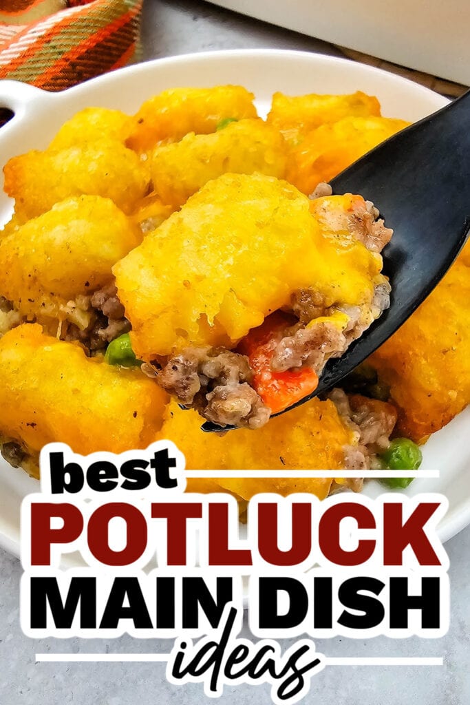 potluck main dish ideas - Beefy Cheesy Tater Tot Casserole