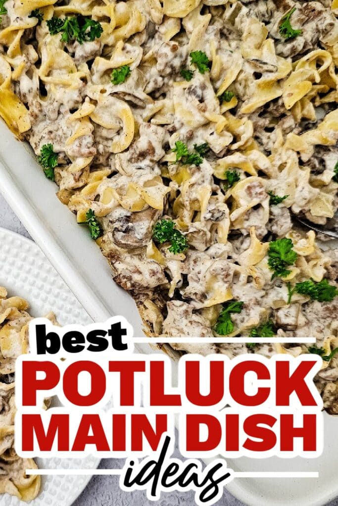 potluck main dish ideas - Cheesy Beef Stroganoff Casserole