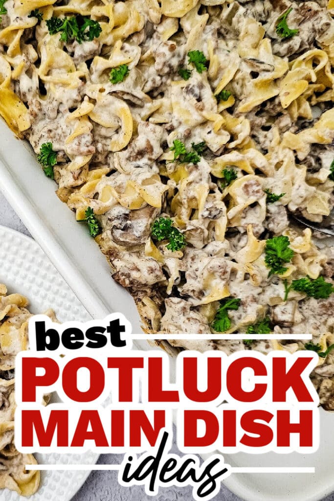 potluck main dish ideas - Cheesy Beef Stroganoff Casserole