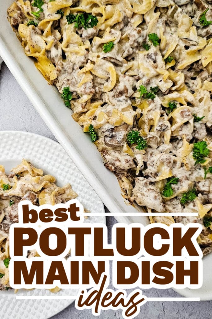 potluck main dish ideas - Cheesy Beef Stroganoff Casserole copy