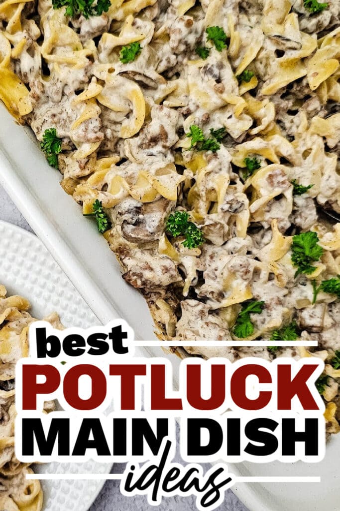 potluck main dish ideas - Cheesy Beef Stroganoff Casserole copy