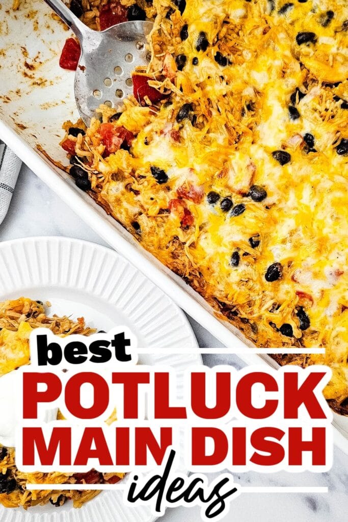 potluck main dish ideas - Cheesy Chicken Taco Casserole with Black Beans