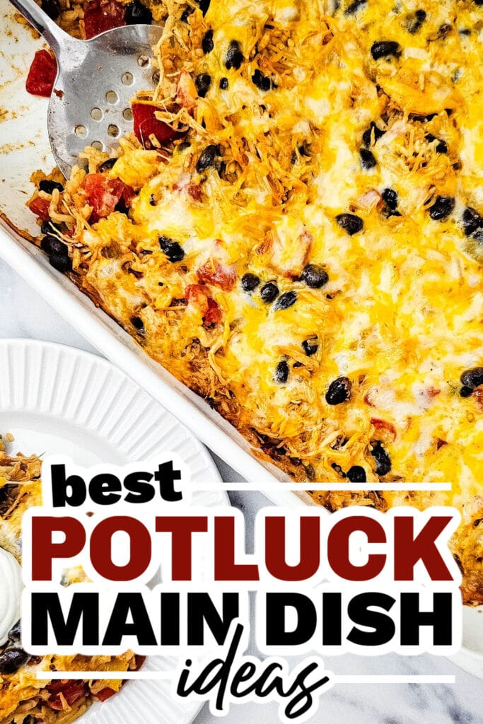 potluck main dish ideas - Cheesy Chicken Taco Casserole with Black Beans copy