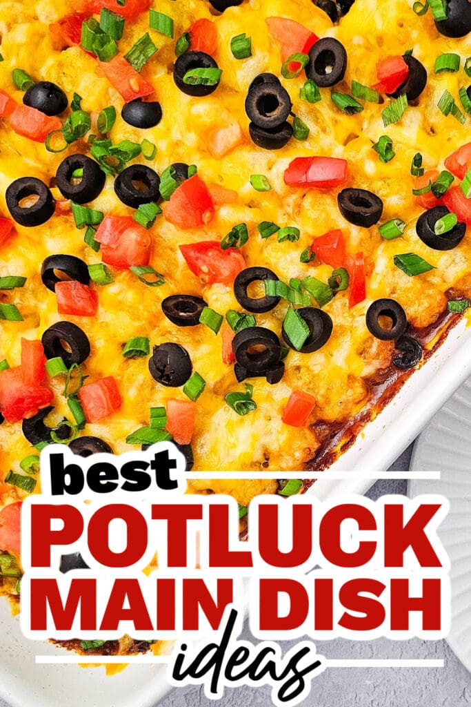 potluck main dish ideas - Cheesy Mexican Taco Tater Tot Casserole