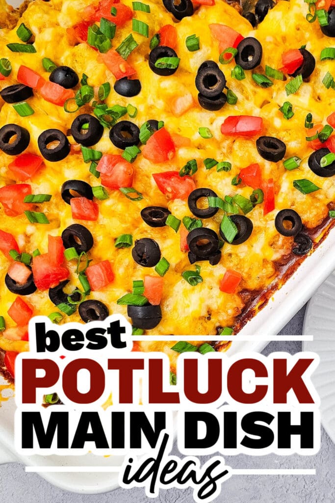 potluck main dish ideas - Cheesy Mexican Taco Tater Tot Casserole copy