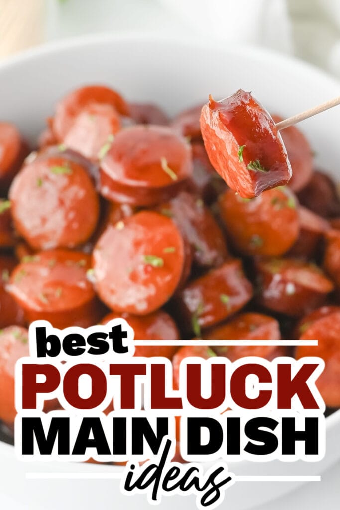 potluck main dish ideas - Crockpot BBQ Sausages copy