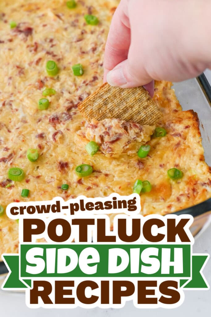 potluck side dish - Baked Cheesy Reuben Dip copy