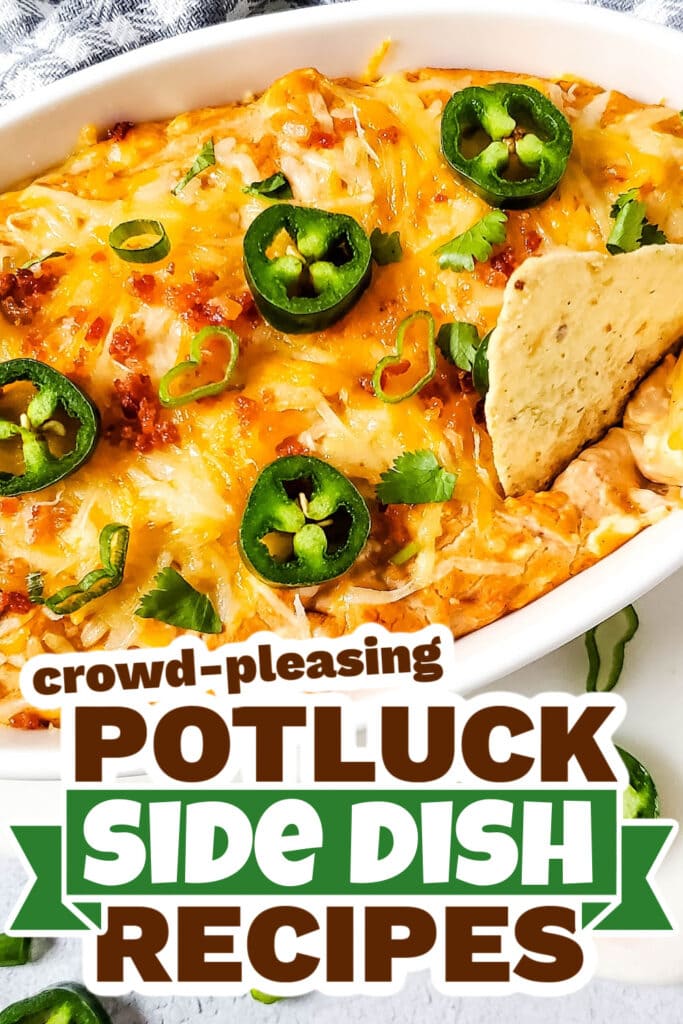 potluck side dish - Hot Cheesy Bacon Bean Dip copy