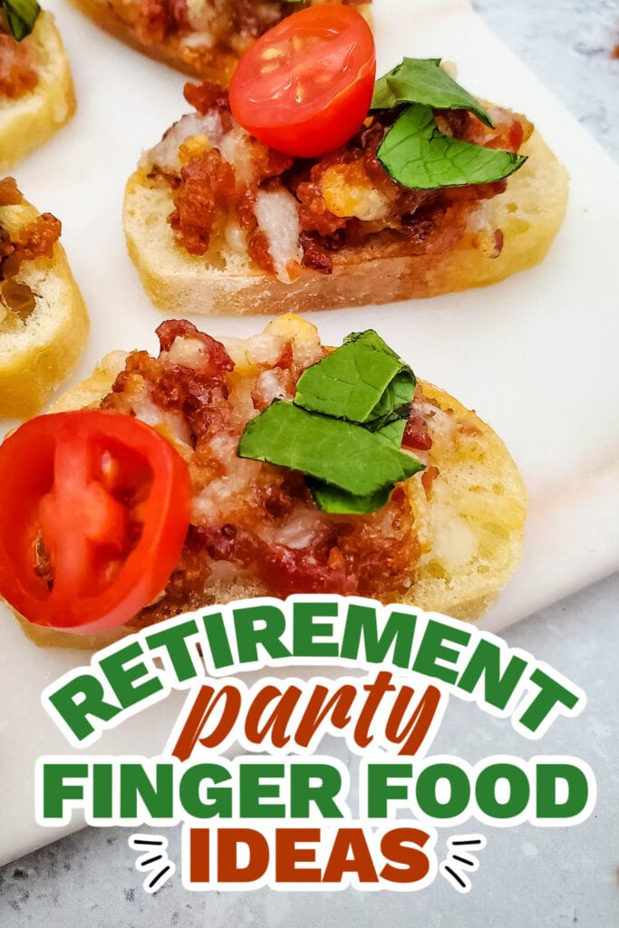 retirement party finger food ideas - Bacon-Topped BLT Crostini Appetizer copy