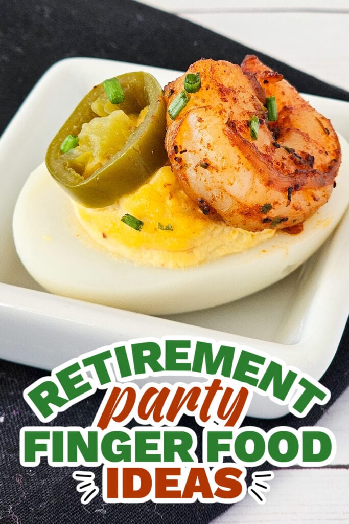 retirement party finger food ideas -Cajun Deviled Eggs with Shrimp copy