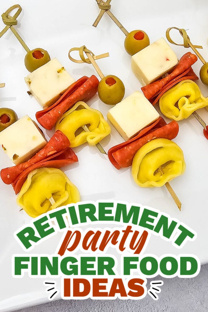retirement party finger food ideas - Cheesy Tortellini Skewers copy