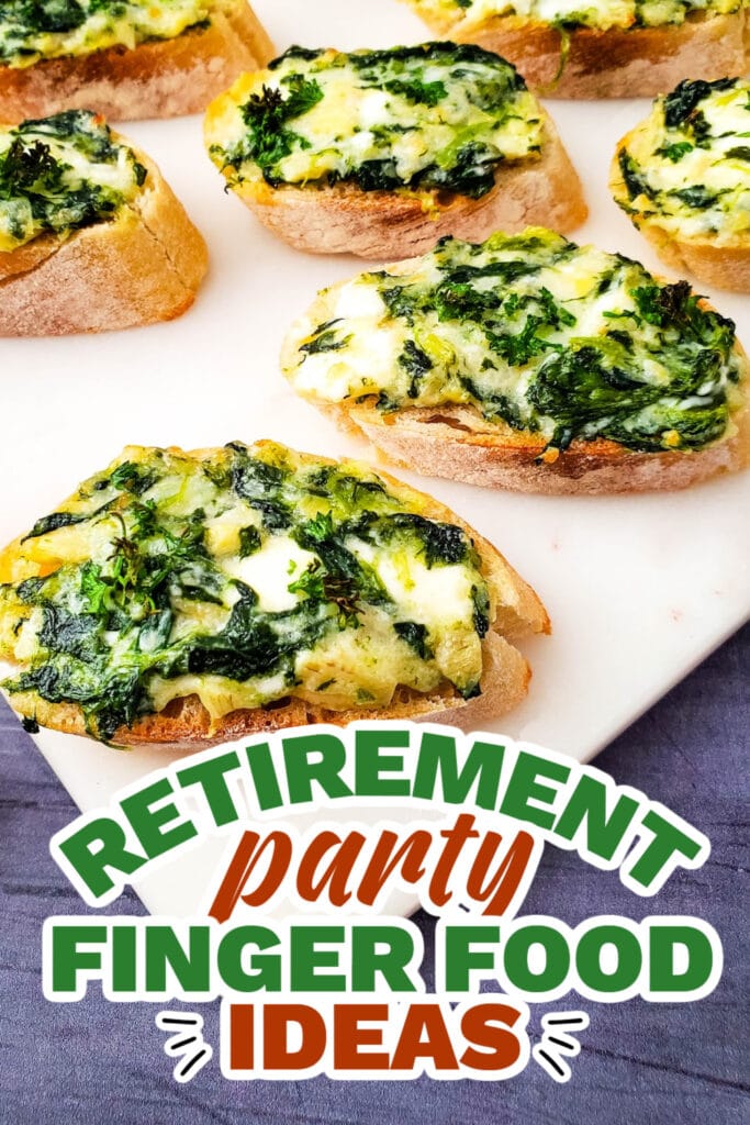 retirement party finger food ideas - Spinach Artichoke Crostini copy