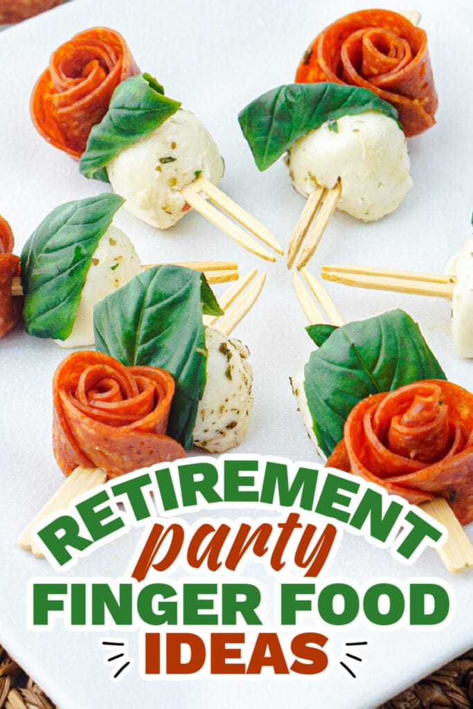 retirement party finger food ideas - pepperoni rose skewers copy