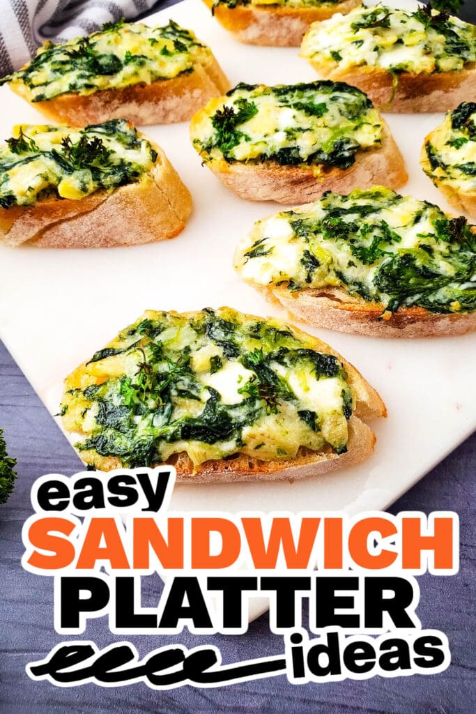 sandwich platter ideas - Baked Spinach Artichoke Crostini