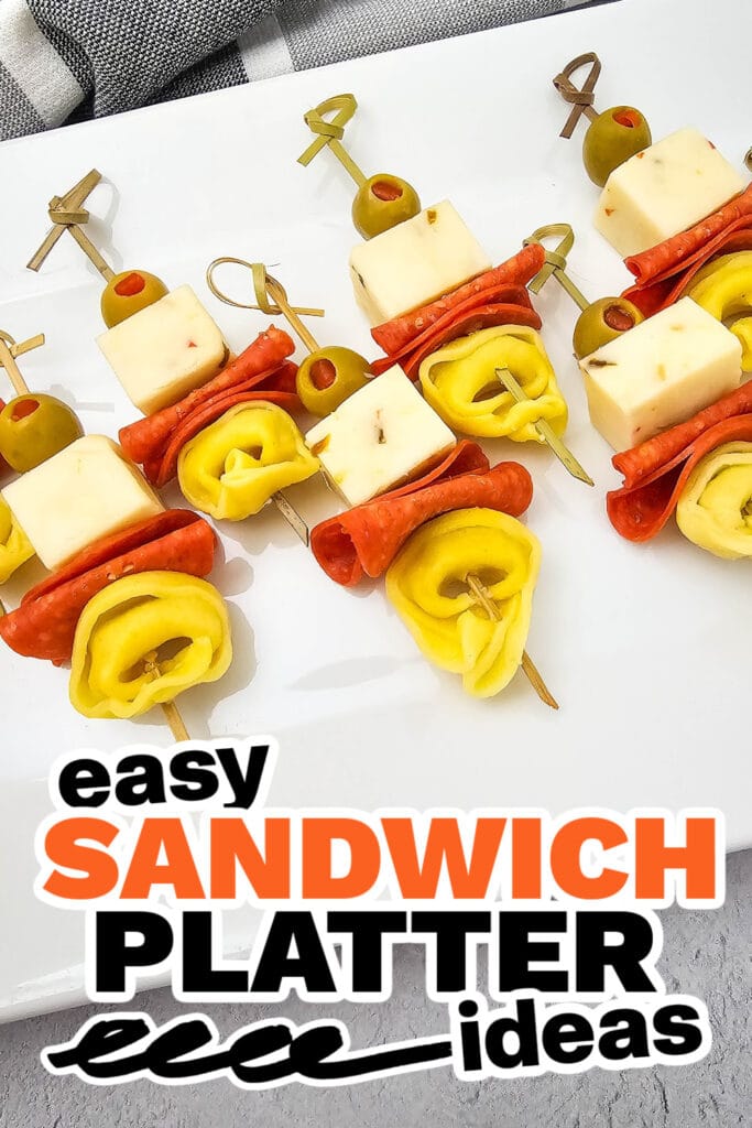 sandwich platter ideas - Cheesy Tortellini Skewers with Olives & Pepperoni 