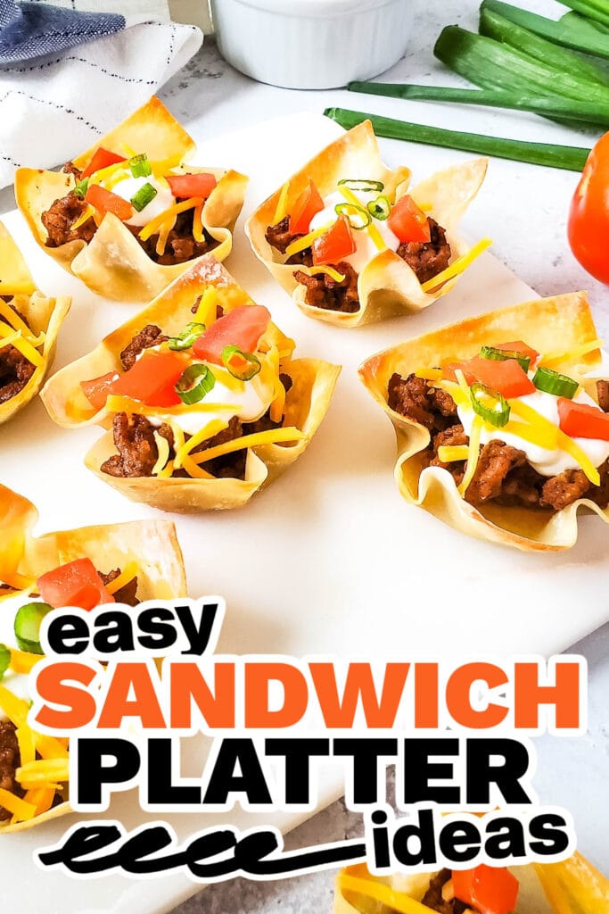 sandwich platter ideas - Taco Wonton Cups