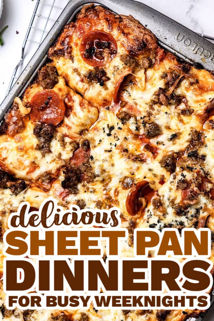 sheet pan meals -Cheesy Sheet Pan Italian Sausage Pizza