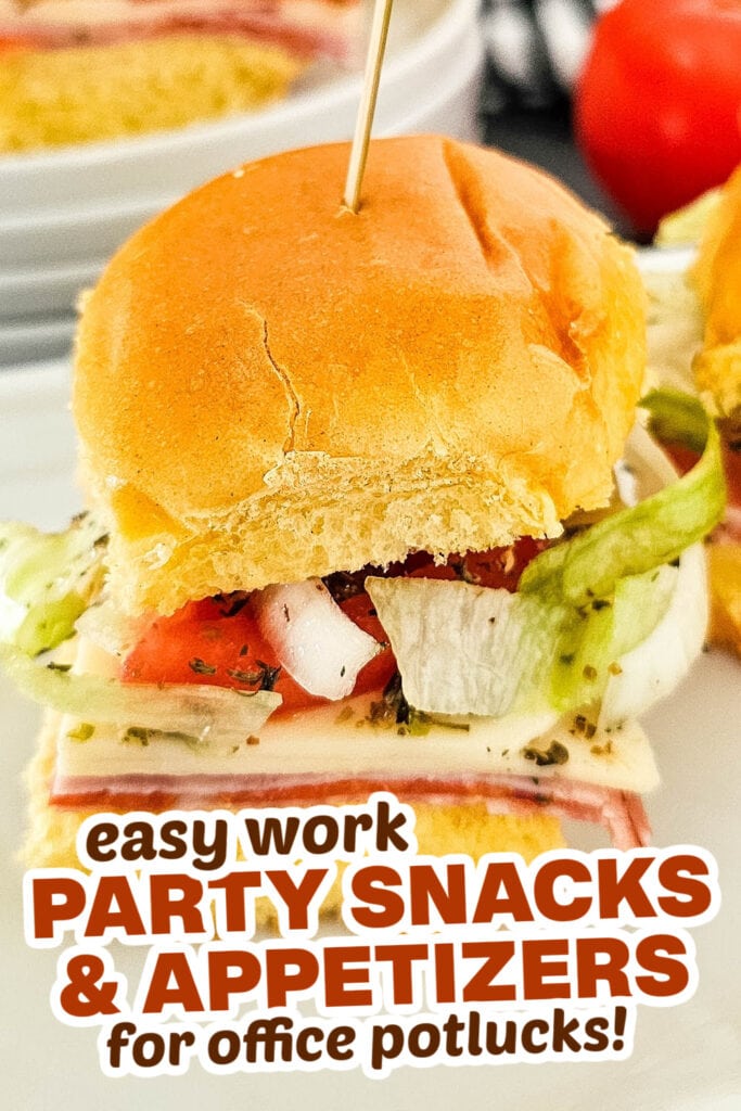 work party snacks and appetizers -Bite-Sized Italian Sub Sliders