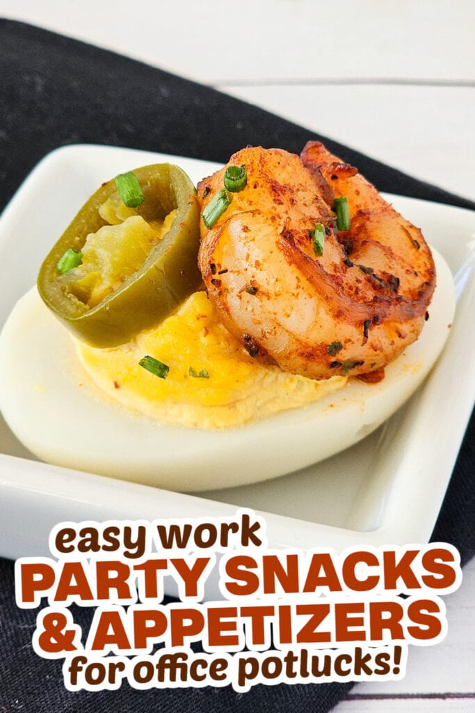 work party snacks and appetizers -Cajun Deviled Eggs with Shrimp