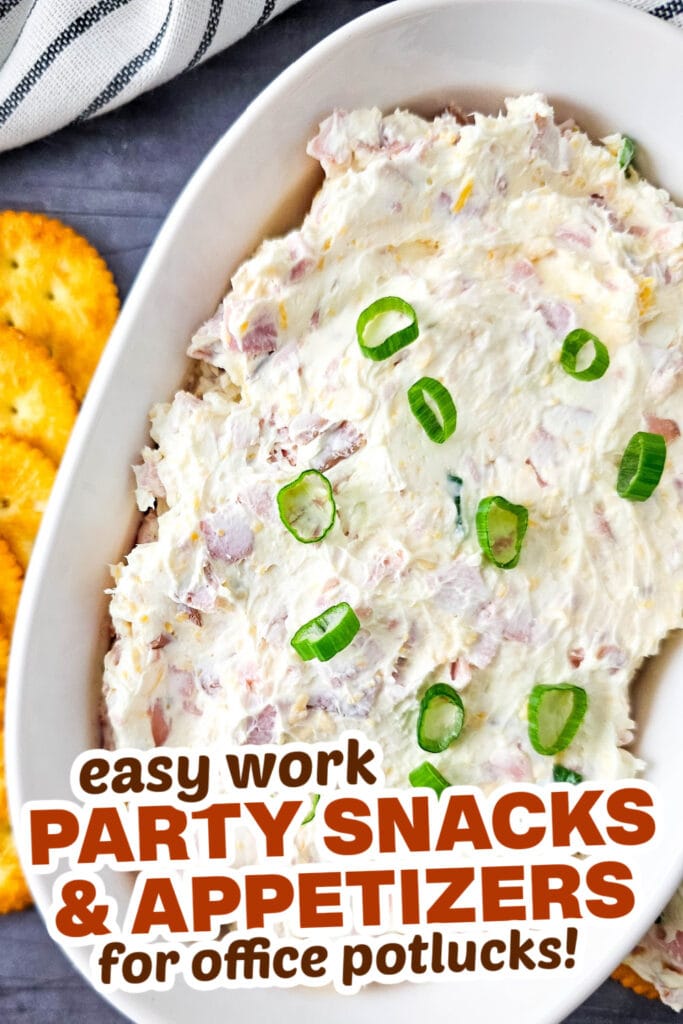 work party snacks and appetizers - Cold Cheesy Ham Dip