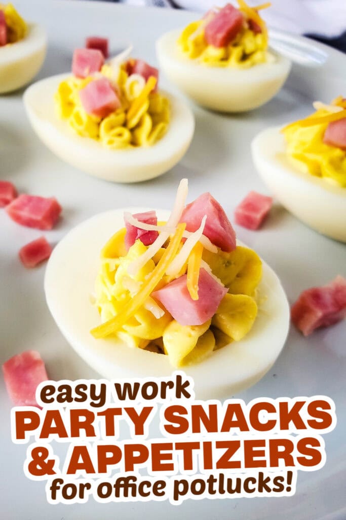 work party snacks and appetizers -Ham and Cheese Deviled Eggs