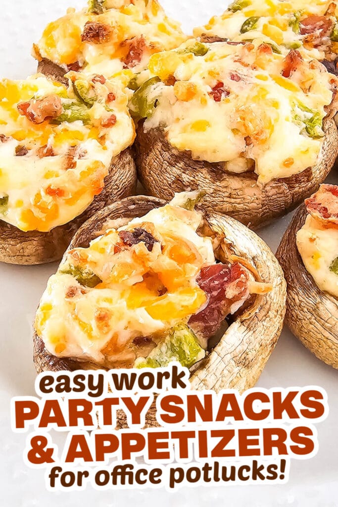 work party snacks and appetizers -Jalapeño Popper Stuffed Mushrooms