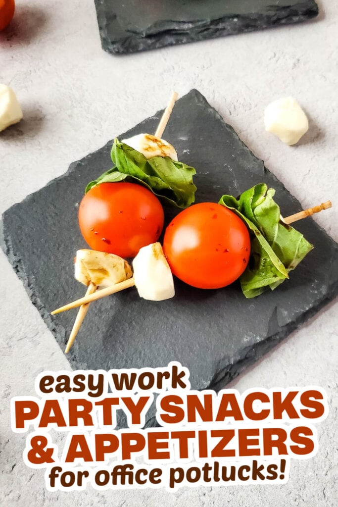 work party snacks and appetizers -Luxurious Caprese Skewers