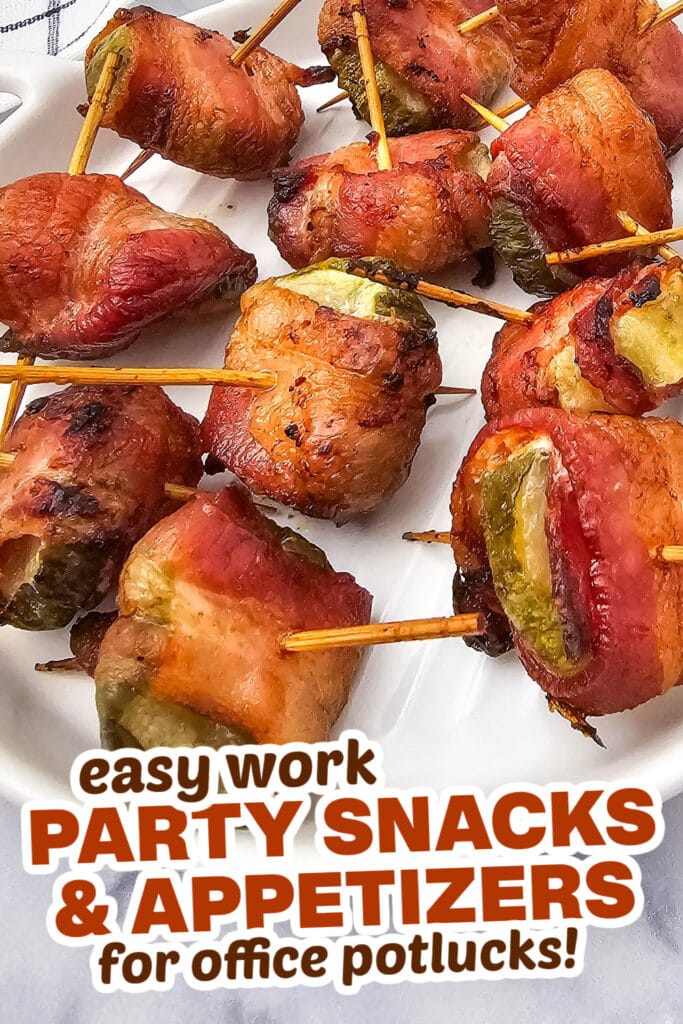 work party snacks and appetizers - bacon wrapped dilly bites