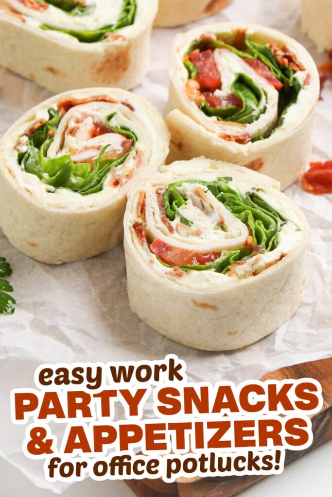 work party snacks and appetizers - blt pinwheel sandwich