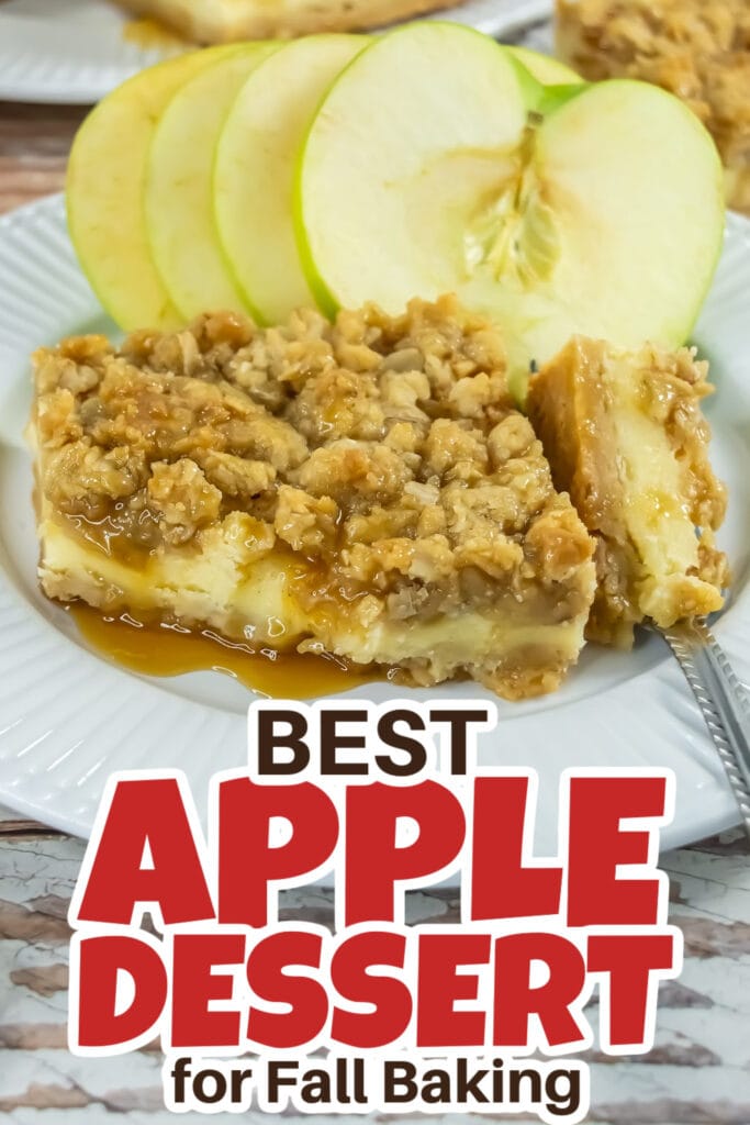 Apple Dessert Recipes-Creamy Caramel Apple Cheesecake Bars with Streusel