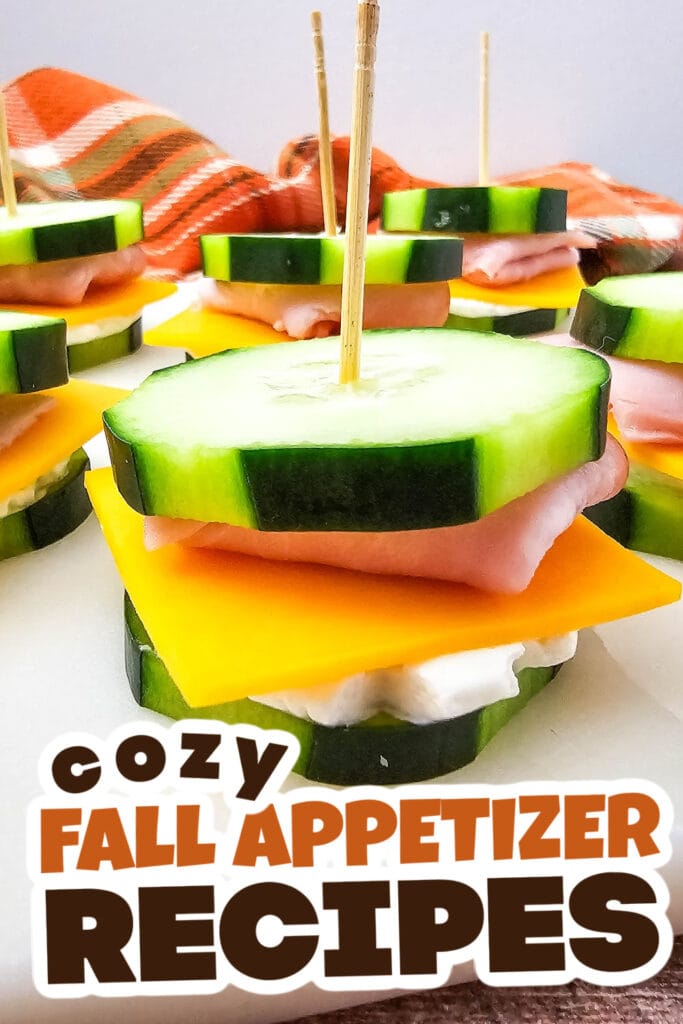Fall Appetizers-Savory-Ham & Cheese Cucumber Sandwich Bites