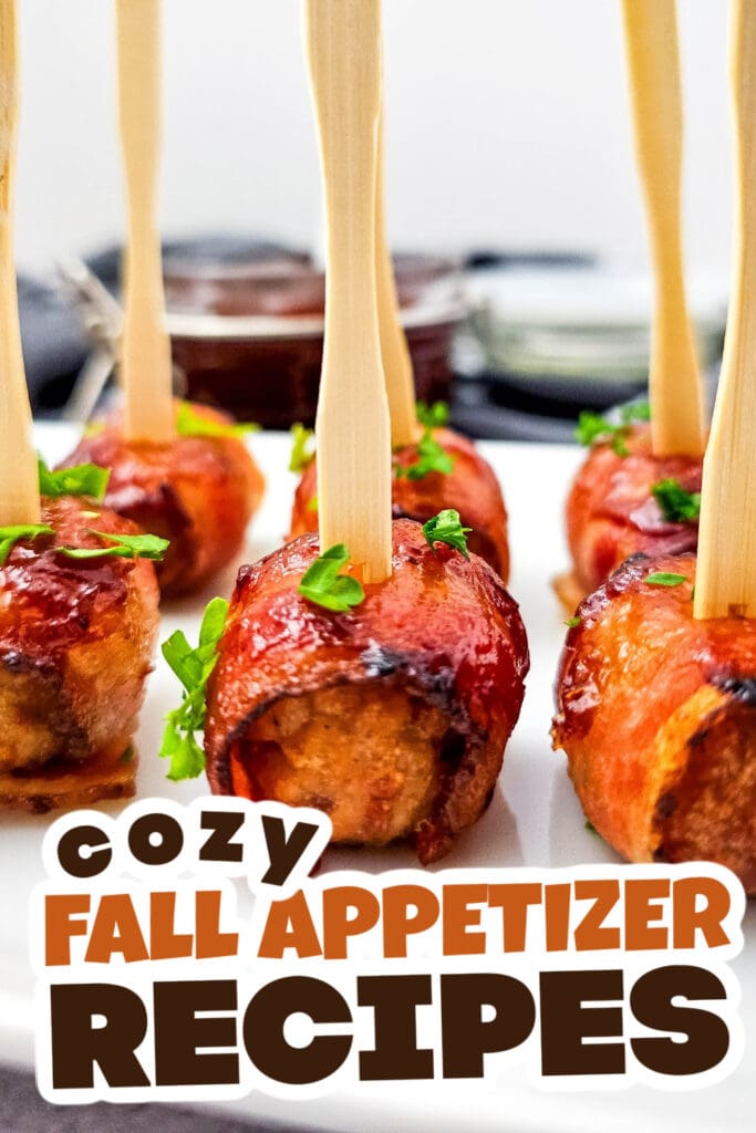 Fall Appetizers-Savory-Juicy BBQ Bacon Wrapped Meatballs