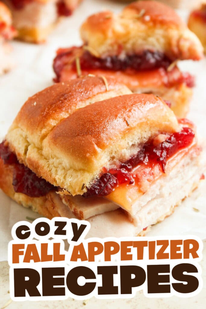 Fall Appetizers-Savory-Leftover Turkey Sliders with Cranberry and Gouda Cheese