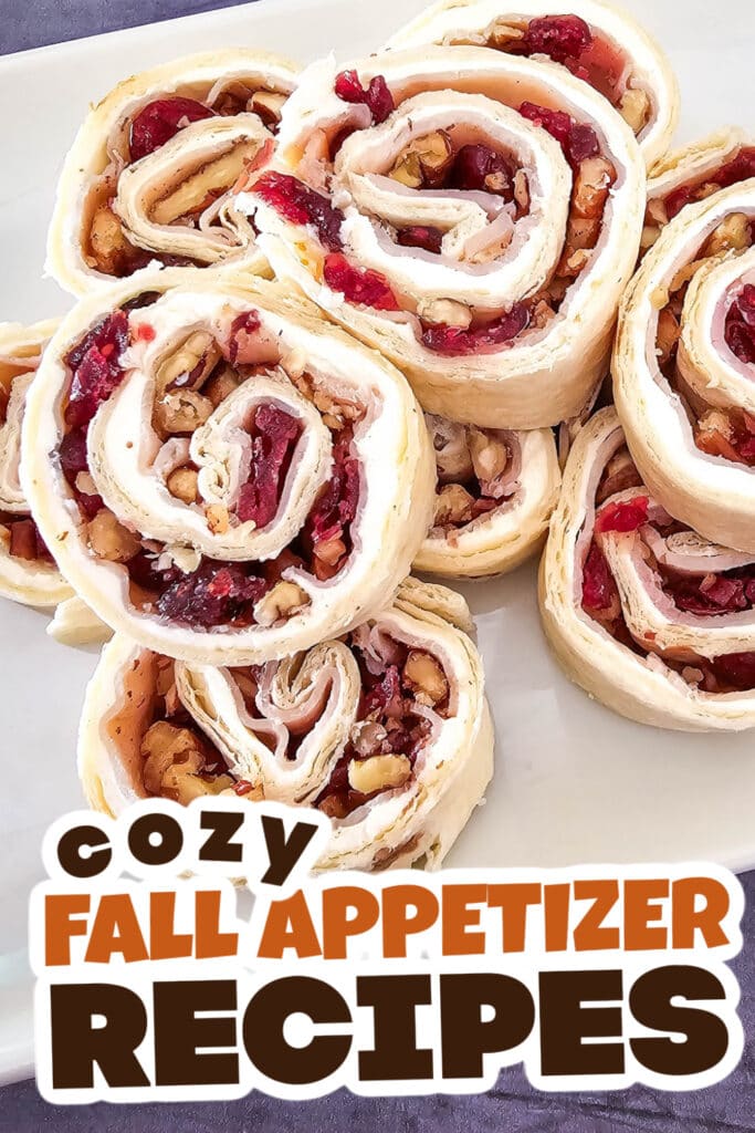 Fall Appetizers-Turkey Cranberry Pinwheels with a Pecan Crunch