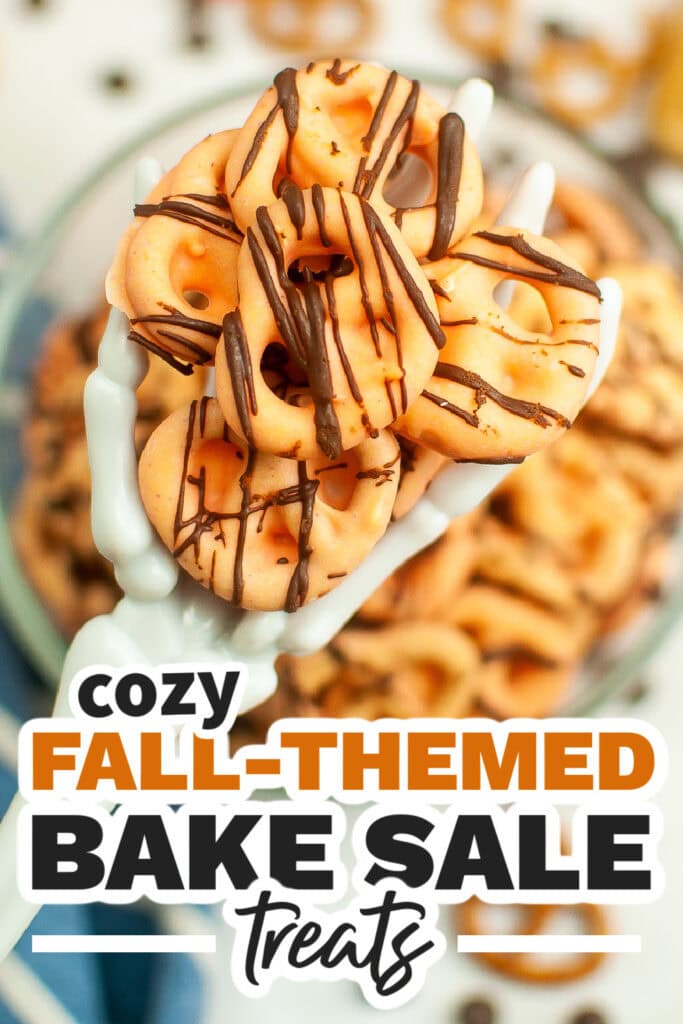 Fall Bake Sale Treats-Pumpkin Spice Chocolate Dipped Pretzels